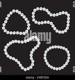 Pearl necklace on a black background. Seamless pattern. Vector illustration. Stock Vector
