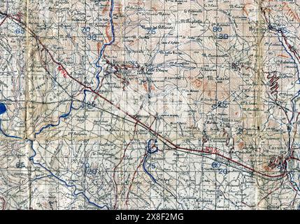 Exerpt of Map Sheet 160 (1:100000) Cassino, Italy from GSGS 4146 Series (Geographical Section General Staff) reproduced by 514 Survey Company, Royal Engineers, April 1944. This section illustrates the operational area for 6th Armoured Division during April and May 1944. Stock Photo