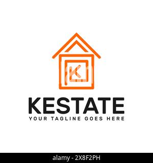 real estate logo template . line art vector illustration letter k. Stock Vector