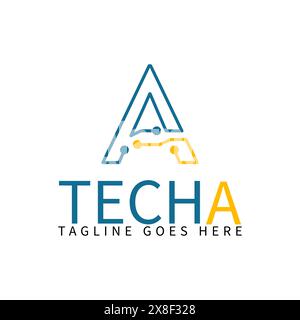 Technology letter A logo with technology sign Stock Vector