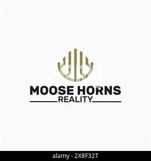 abstract moose horns , a real estate logo template  an abstract art in which buildings are designed as Canadian moose horns. Stock Vector