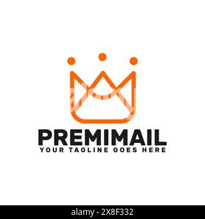 premium mail service logo template , mail icon with crown sign Stock Vector