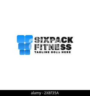 abstract 3d six packs vector illustration for gym logo Stock Vector