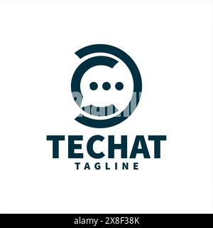 Technology chat logo with chat icon Stock Vector