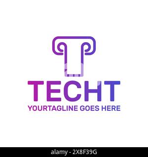 letter t tech logo template, technology logo template Stock Vector