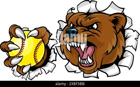 Bear Softball Animal Sports Team Mascot Stock Vector