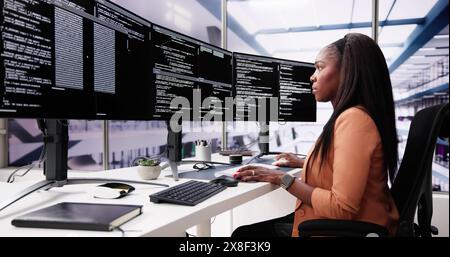 Web Developer Coding On Computer To Develop Code Stock Photo