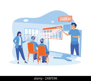 Business training landing page. Online webinar with business coach banner. Professional workshop concept great for social media promotional materials. Stock Vector
