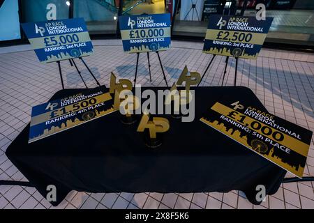 LONDON, UNITED KINGDOM. 25 May, 2024. The AP Prize and trophies are displayed during AP Race London International 2024 at London Aquatics Centre on Saturday, 25 May, 2024. LONDON ENGLAND. Credit: Taka G Wu/Alamy Live News Stock Photo