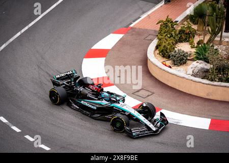 Monaco, Monaco. 24th May, 2024. Mercedes AMG Petronas F1 team's English driver George Russell (63) seen during the free practice two at the Monaco Grand Prix. Credit: SOPA Images Limited/Alamy Live News Stock Photo