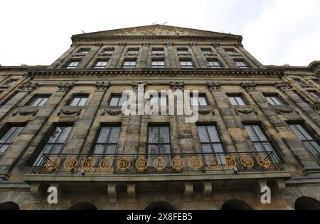 Facade of the Royal Palace in Amsterdam Stock Photo