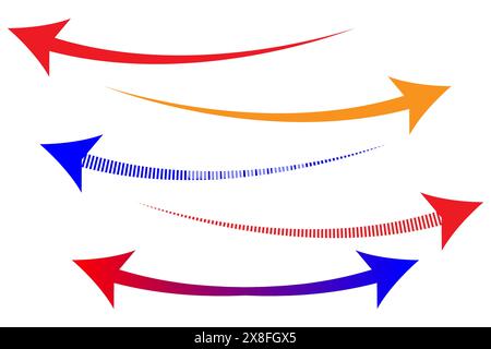 Long curved arrow to both sides. Stock Vector