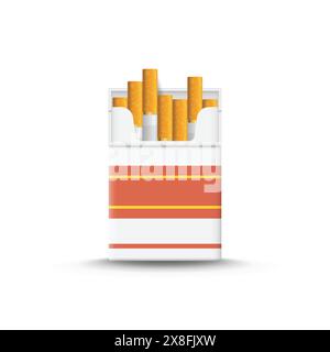 Packet of cigarettes icon in flat style. Smoking vector illustration on isolated background. Tobacco box sign business concept. Stock Vector