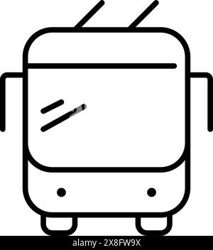 Trolleybus. Electricity powered tram bus. Clean urban mobility transportation. Pixel perfect vector icon Stock Vector