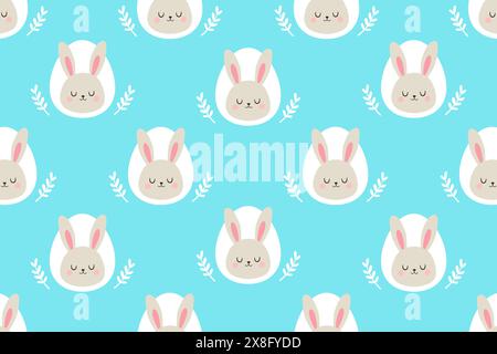 Pattern on the theme of Easter. Cute sleeping rabbit. Ideal for textiles, wallpapers, packaging, and digital designs. Stock Vector