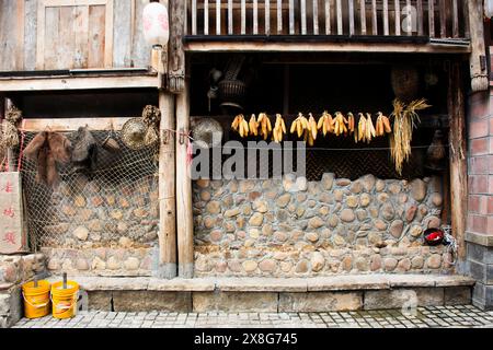 Traditional living house home and life lifestyle Tujia ethnic group for local chinese people foreign travelers travel visit antique 72 Qilou Building Stock Photo