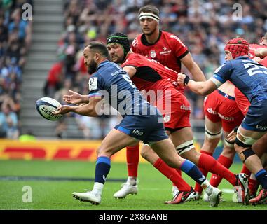 Touluse Rugby Jamison Gibson-Park of Leinster passes the ball during the United Rugby ...