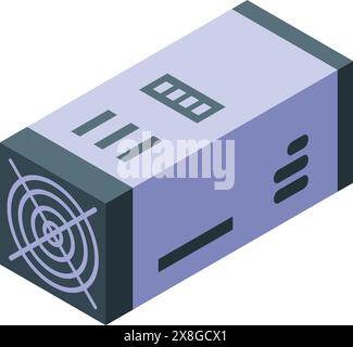 3d isometric illustration of a computer power supply unit with fan detail Stock Vector