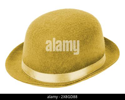 Yellow bowler hat isolated on a white transparent background Stock Photo