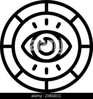 Graphic illustration of a stylized eye within concentric circles in a modern line art style Stock Vector