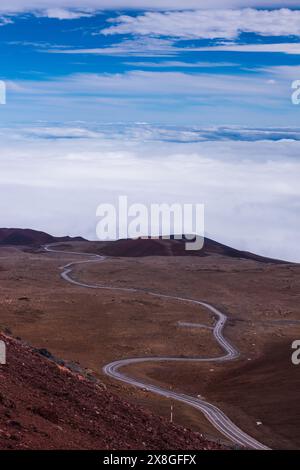 Maunakea Access Road to volcano summit. Stock Photo