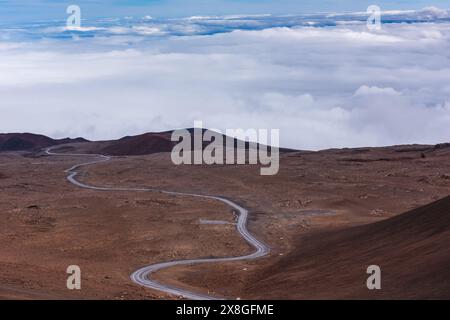 Maunakea Access Road to volcano summit. Stock Photo