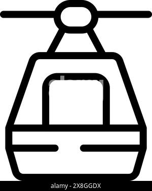Vector illustration of a simple cable car icon in line art style, suitable for transportation themes Stock Vector