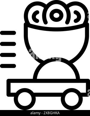 Black and white outline vector icon depicting a conveyor belt with boxes for industrial themes Stock Vector