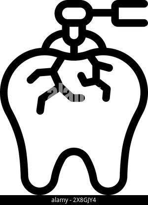 Minimalist black and white dental extraction icon with pliers, vector illustration, representing tooth removal procedure and oral surgery in dentistry Stock Vector