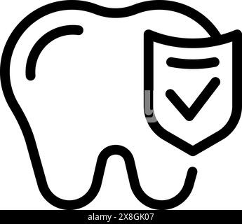 Protected tooth line icon, mouth and dental, healthy tooth sign, vector ...