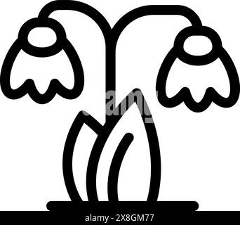 Simplistic icon of flowers in bloom depicted as line art for logos or decoration Stock Vector