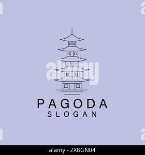 line art Pagoda logo icon design template vector illustration Stock Vector