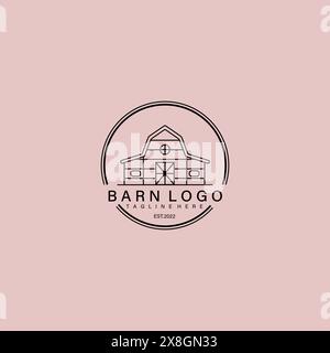 Barn line art logo minimalist vector symbol illustration design Premium Vector Stock Vector