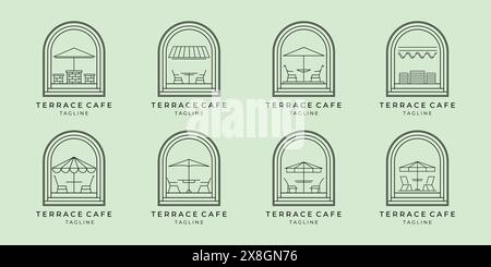 set bundle terrace cafe logo vector icon illustration symbol design coffee shop Stock Vector