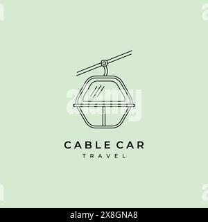 cable car icon line art logo symbol vector minimalist illustration design, Stock Vector