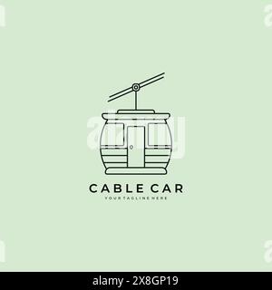 Cable car logo line art minimalist illustration simple icon vector design Stock Vector
