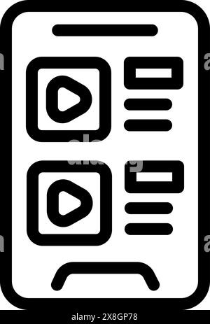 Modern smartphone interface icon with multimedia, userfriendly design and technology, perfect for mobile phone apps, online streaming, and social media platforms Stock Vector