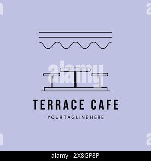 Terrace, street cafe logo vector illustration design graphic, minimalist line art logo design Stock Vector