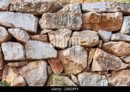 Large Stone Wall Background Texture for Architectural Design and Construction Stock Photo