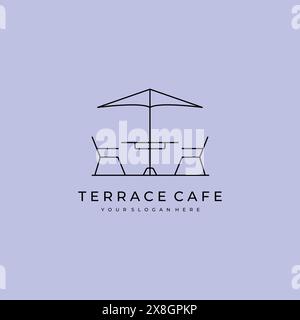 terrace cafe logo icon line art vector minimalist illustration design Stock Vector