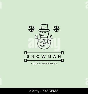 snowman line art minimalist logo vector design Stock Vector