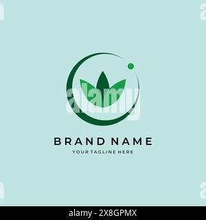 nature leaf on drop water logo vector green color icon illustration design Stock Vector