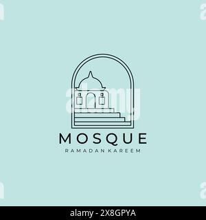 islamic architecture logo line art vector icon symbol illustration design Stock Vector