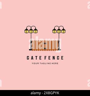 gate fence vintage retro minimalist logo vector illustration design Stock Vector