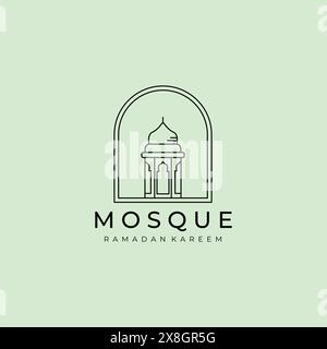 dome building architecture logo vector line art minimal illustration design Stock Vector