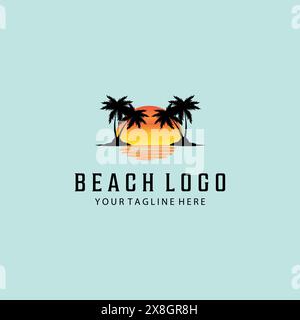 beach vintage retro minimalist logo vector illustration design Stock Vector