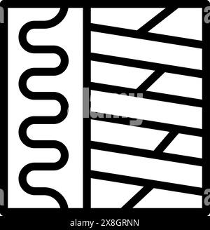 Simplified icon illustration of a notebook with black spirals and lined pages Stock Vector
