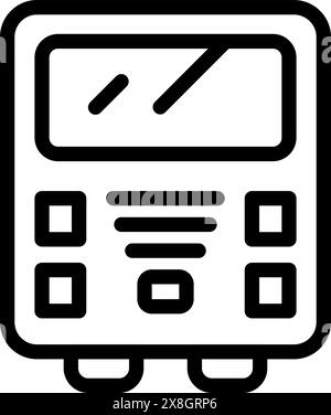 Simple line art icon illustration of a digital multimeter on a white background Stock Vector