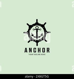 anchor vintage retro minimalist logo vector illustration design Stock Vector