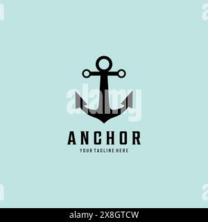 Anchor Logo Template Design Vector and ocean wave, Emblem, Concept Design, Creative Symbol, Icon Stock Vector